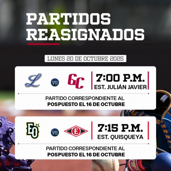 LIDOM reprograma partidos suspendidos por lluvia