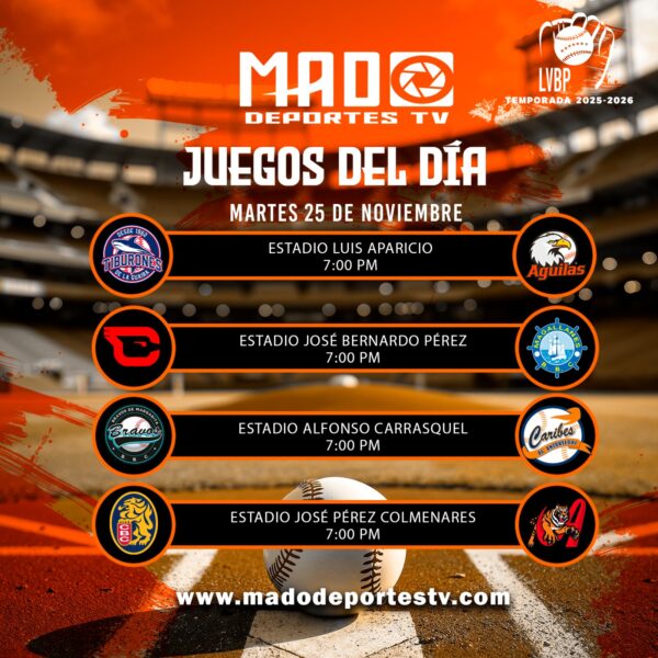 ¡Juegos del día en la LVBP! 25-11-2025