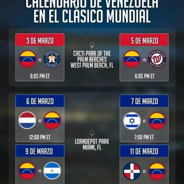 🇻🇪 ¡CALENDARIO VINOTINTO – WBC 2026! ⚾️🔥