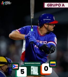 Puerto Rico blanquea 5-0 a Colombia con rally decisivo en el quinto inning en el Clásico Mundial 2026