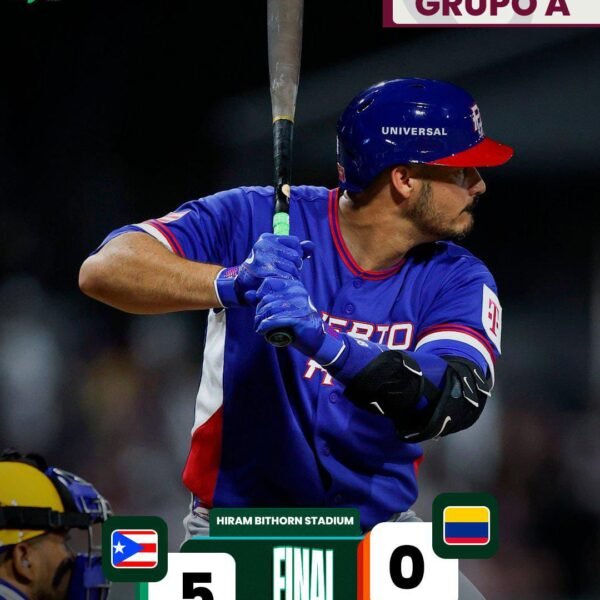 Puerto Rico blanquea 5-0 a Colombia con rally decisivo en el quinto inning en el Clásico Mundial 2026